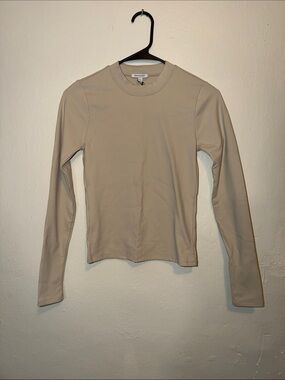 WeWoreWhat Taupe Long-Sleeve Crewneck Top